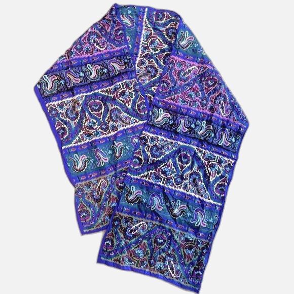 Vintage 70s 80s HONEY Silk Scarf Paisley Boho Aztec Ikat Southwestern Pattern - Picture 1 of 3